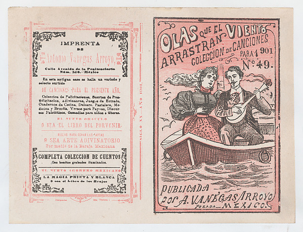 José Guadalupe Posada, Cover for 'Olas que el Viento Arrastran para 1901', a man serenading a woman in a row boat