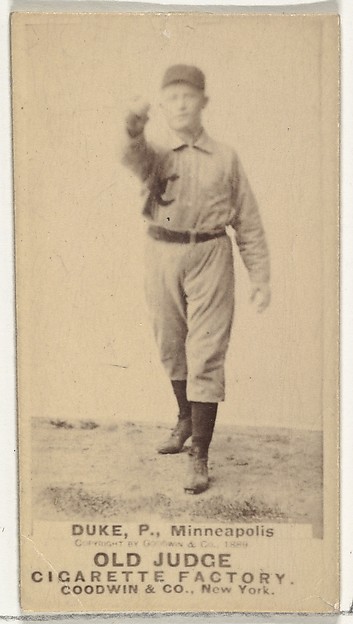 Goodwin & Company, Martin F. "Duck" Duke, Pitcher, Minneapolis, from the Old Judge series (N172) for Old Judge Cigarettes