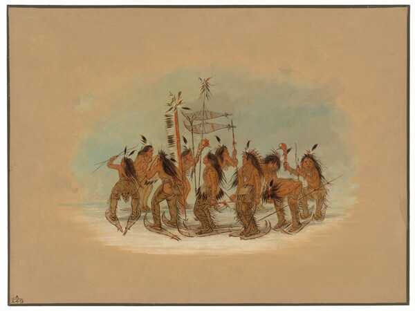 George Catlin, Snow Shoe Dance - Ojibbeway