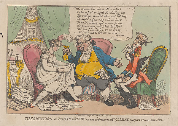Thomas Rowlandson, Dissolution of Partnership, or the Industrious Mrs. Clarke Winding Up Her Accounts
