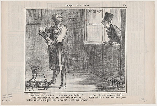 Honoré Daumier, Monsieur a-t-il un état..., from "Croquis Parisiens"