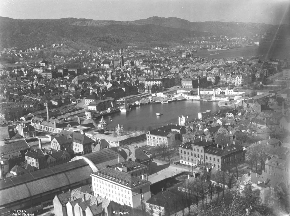 Anders Beer Wilse, Prot: Bergen. Oversigt fra Fløien Konv: Bergen, oversigt, utstillingen