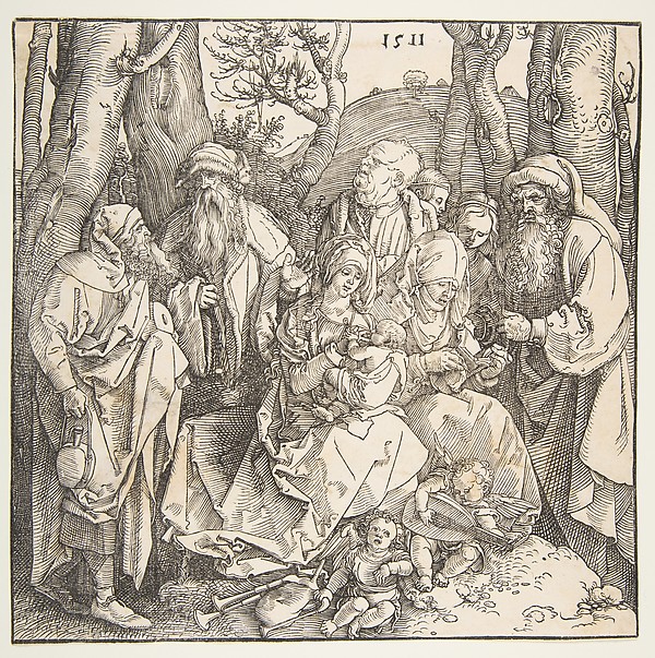 Albrecht Dürer, The Holy Family with Saints and Two Musical Angels