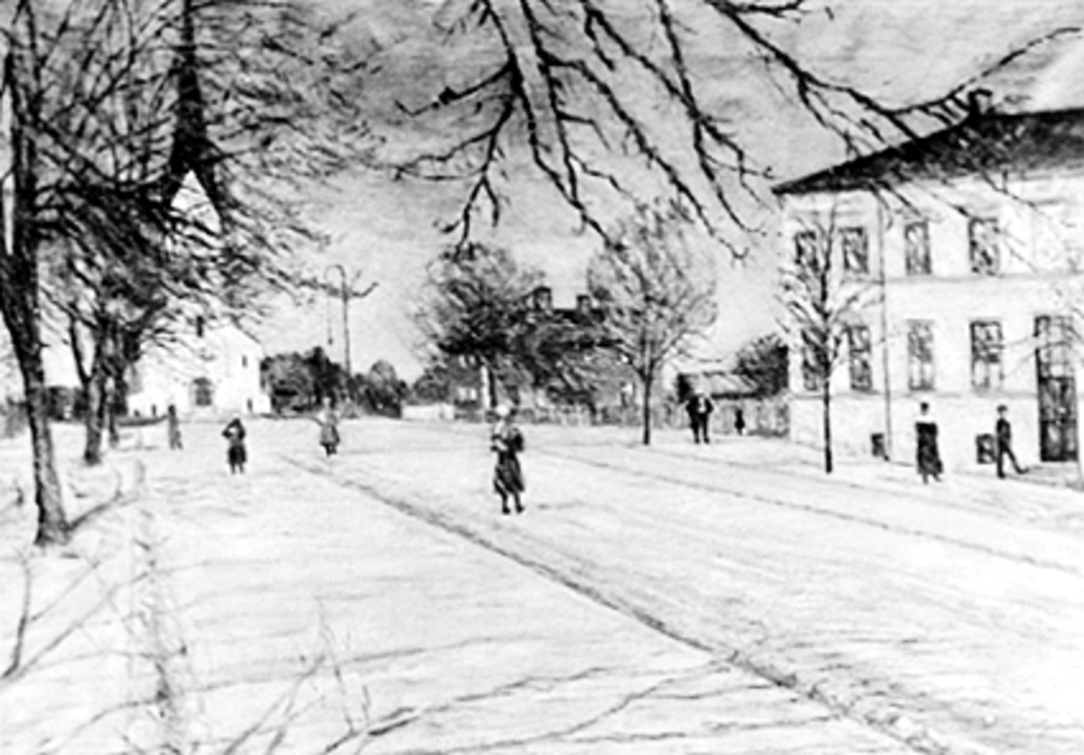 Anno Domkirkeodden, MALERI AV GINA HARBOE, KIRKEBAKKEN, HAMAR DOMKIRKE,