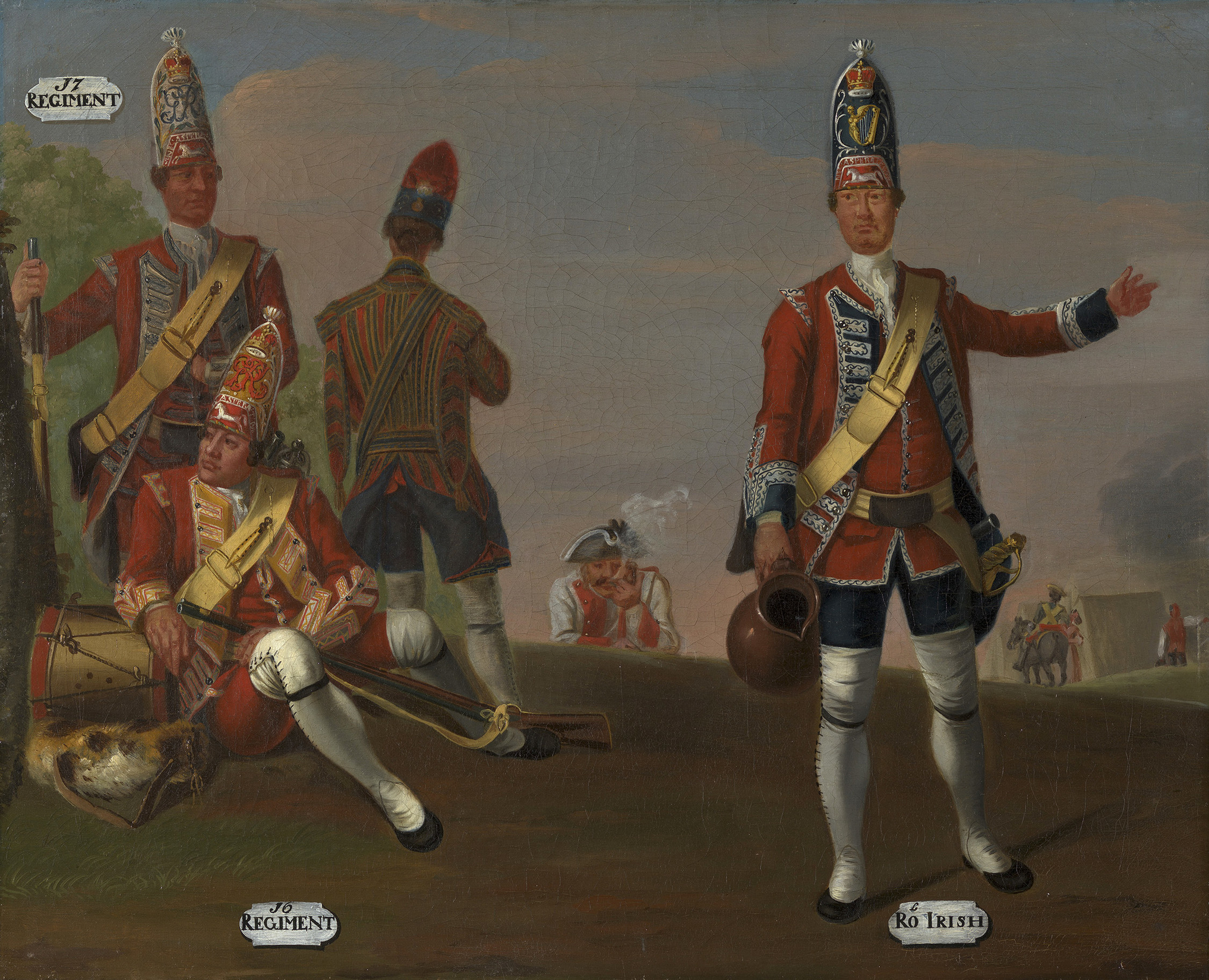 David Morier, Grenadiers, 16th and 17th Regiments of Foot, and Grenadier and Drummer, 18th Royal Irish Regiment of Foot, 1751