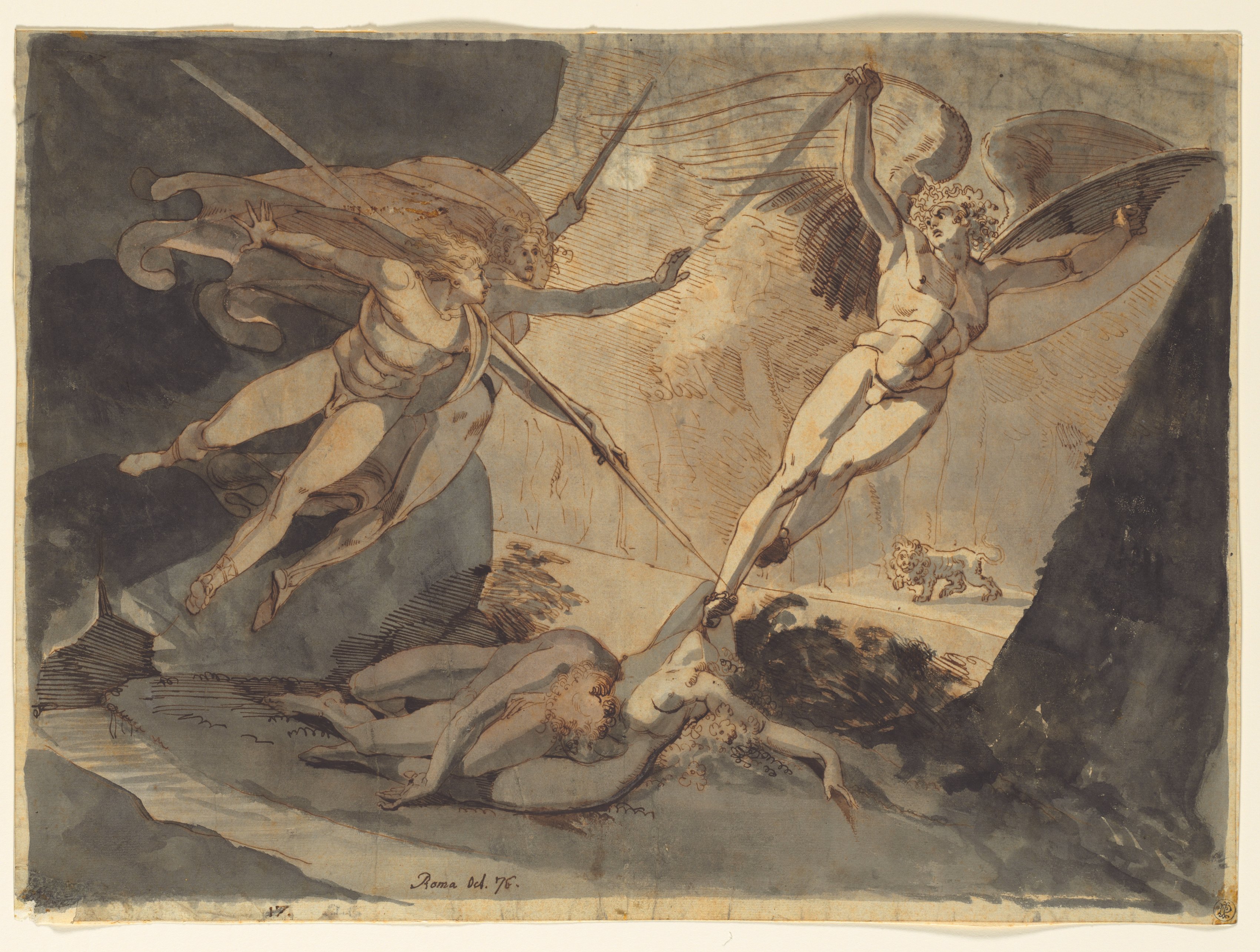 Henry Fuseli, Satan Starts from the Touch of Ithuriel's Spear