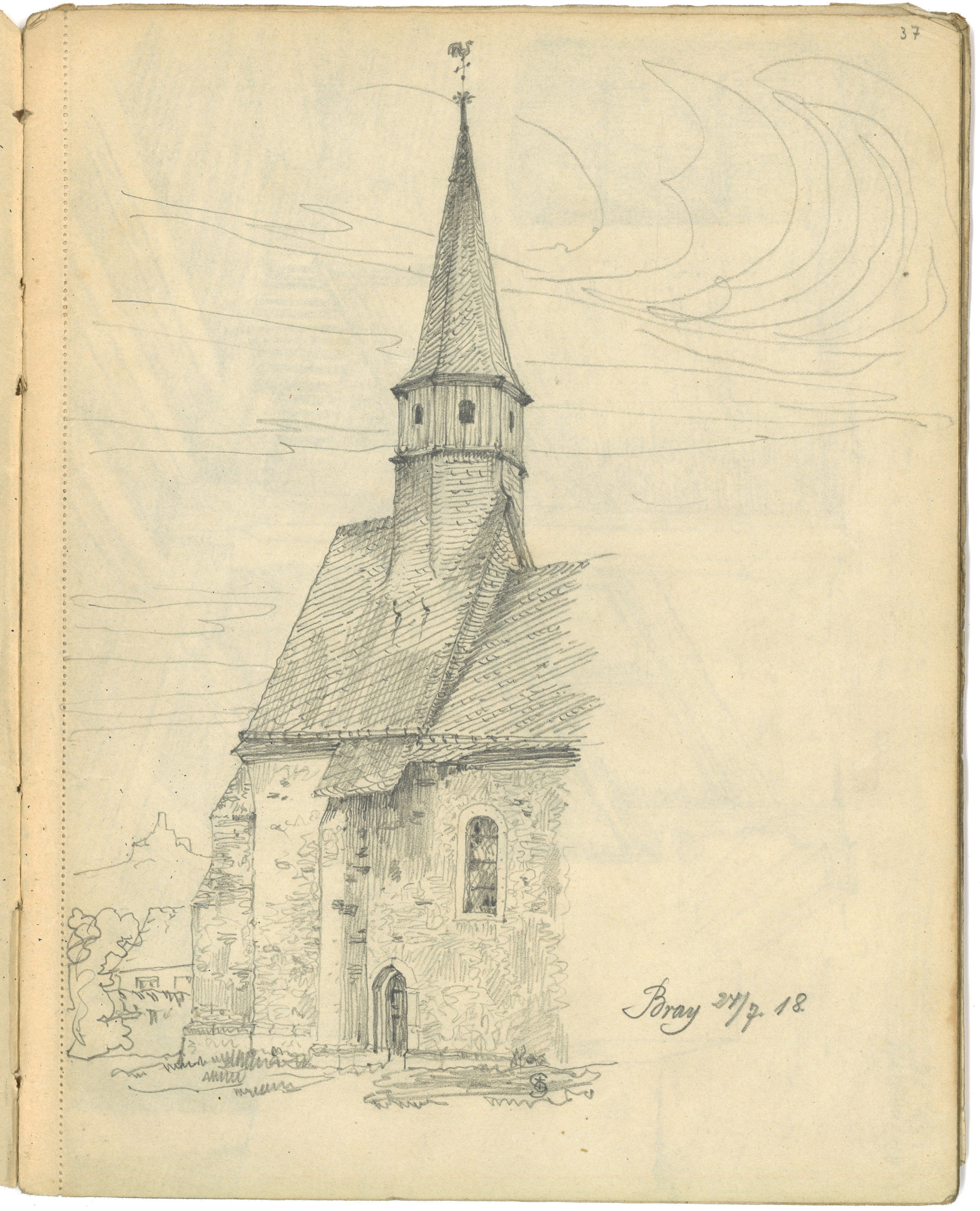 Otto Stiehl, Brey (Rheinland): Kath. Kapelle St. Margaretha, Apsis mit Dachreiter von Nordwesten