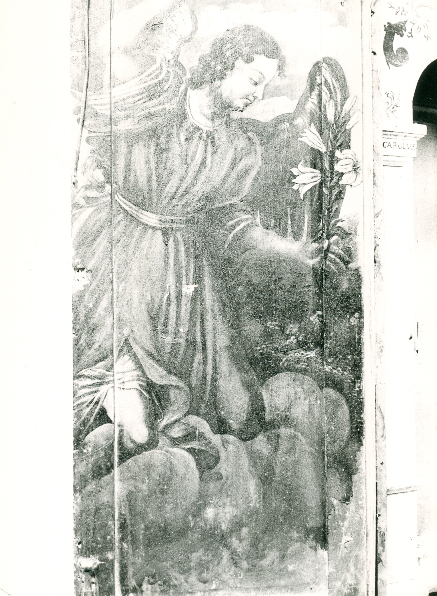 Nino Vranić, Labinci (Poreč) - Župna crkva Sv. Ivana - Detalj prospekta -oslikano lijevo krilo vrata (unutarnja strana)