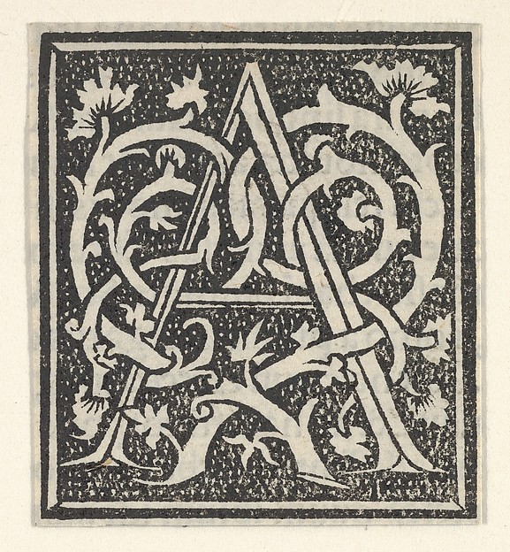 Anonymous, Italian, 16th century, Initial letter A on patterned background