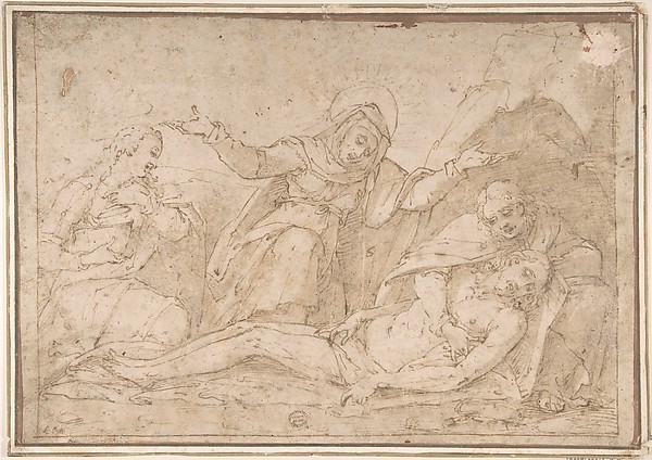 Anonymous, Italian, 16th century, Pietà with Mary Magdalen and Saint John
