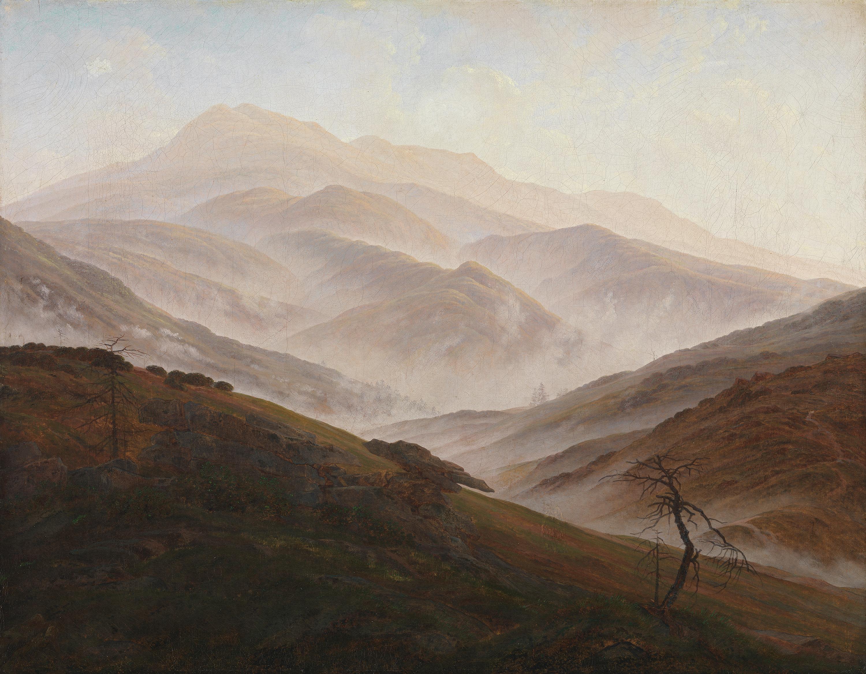 Caspar David Friedrich, Giant Mountains Landscape with Rising Fog