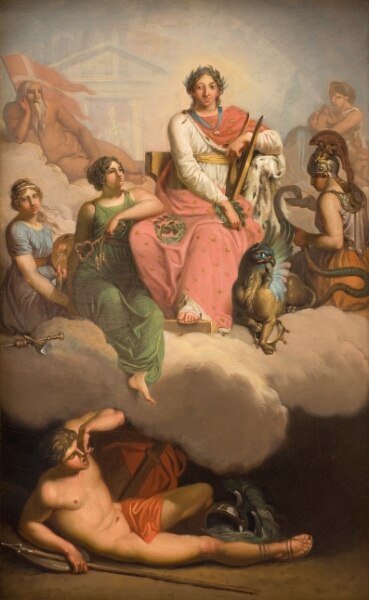 Nicolai Abildgaard, Frederik V som videnskabens og kunsternes beskytter. Allegori