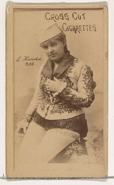 W. Duke, Sons & Co., Card Number 208, L. Harold, from the Actors and Actresses series (N145-1) issued by Duke Sons & Co. to promote Cross Cut Cigarettes