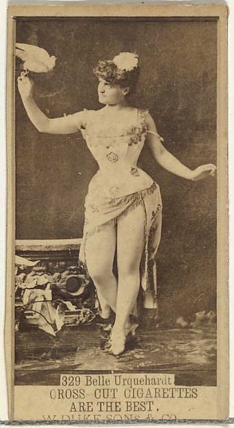 W. Duke, Sons & Co., Card Number 329, Belle Urquehardt, from the Actors and Actresses series (N145-3) issued by Duke Sons & Co. to promote Cross Cut Cigarettes