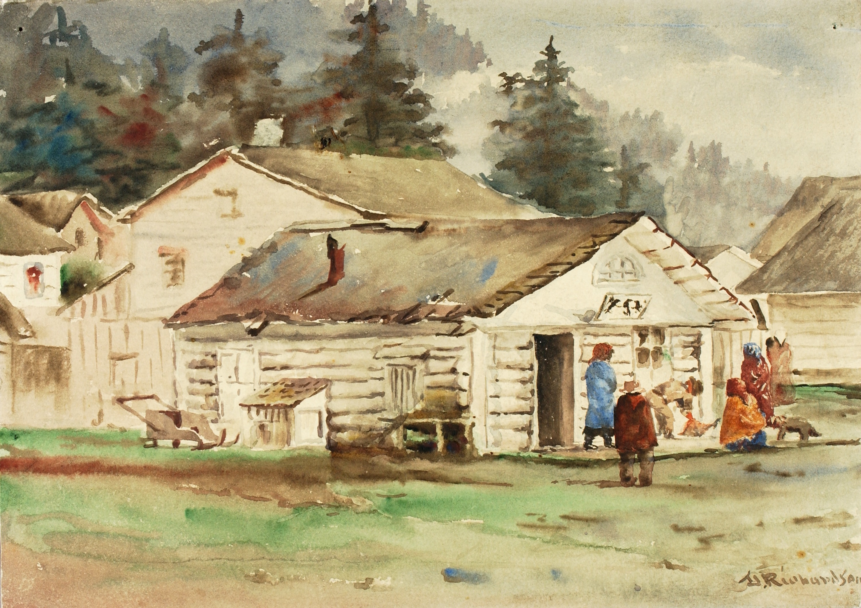 Theodore J. Richardson, The Three Crows Market, Sitka, 1889