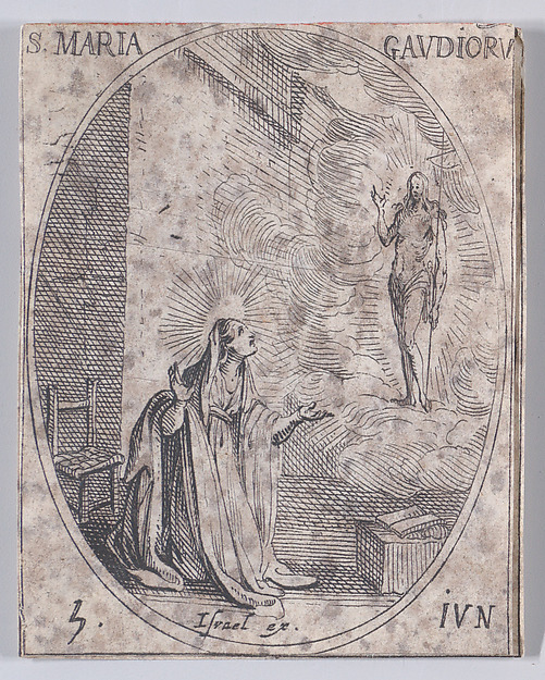 Jacques Callot, Ste. Marie des Joies (St. Mary of the Joys), June 5th, from "Les Images De Tous Les Saincts et Saintes de L'Année" (Images of All of the Saints and Religious Events of the Year)