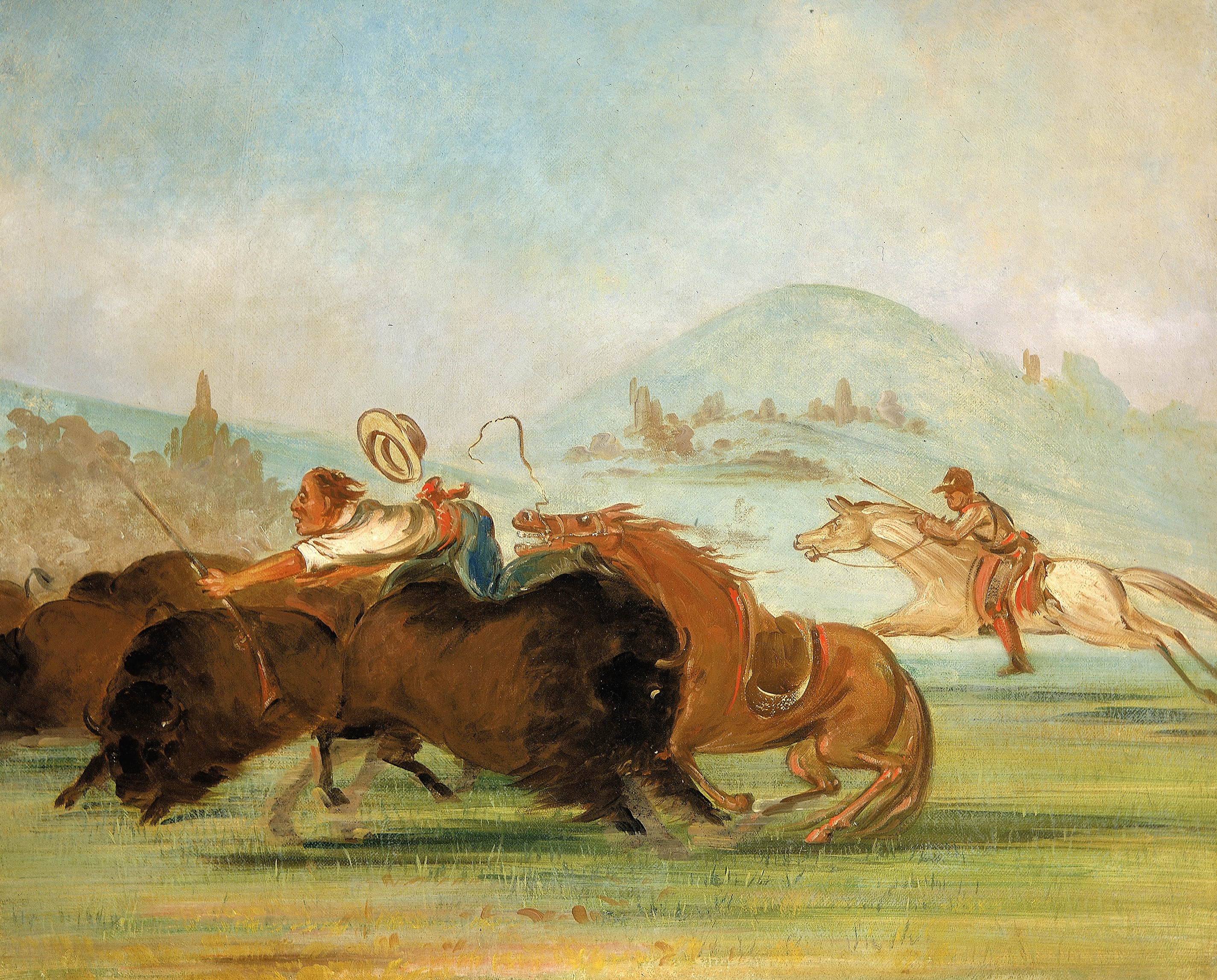 George Catlin, Batiste and I Running Buffalo, Mouth of the Yellowstone