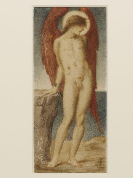 Simeon Solomon, Angel with Red Wings, Standing on a Rock