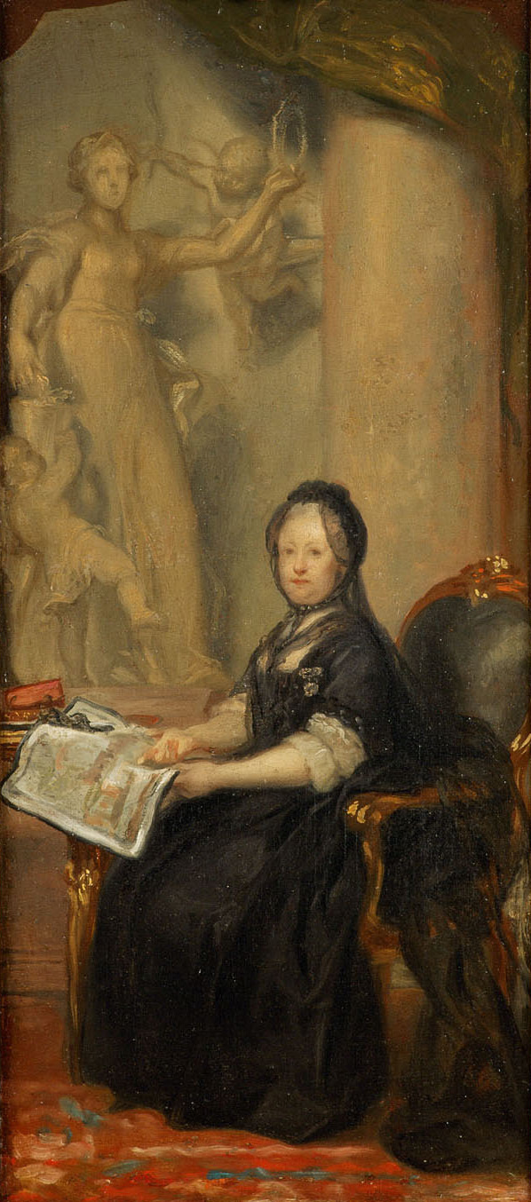 Anton von Maron, Kaiserin Maria Theresia (1717-1780) with the Statue of the Friedens
