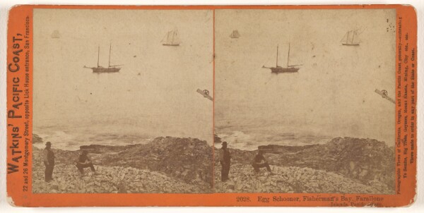 Carleton Watkins, Egg Schooner, Fisherman's Bay, Farallone [sic] Islands, Pacific Ocean.