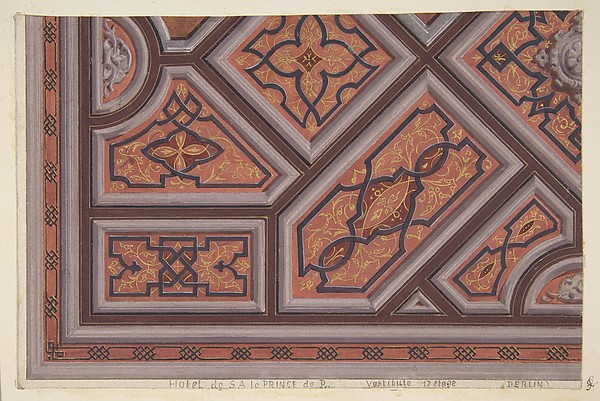 Jules-Edmond-Charles Lachaise, Design for the Decoration of the Ceiling in the Vestibule (Ier étage), Hôtel de S. A. le Prince de P... [Pless?}, Berlin