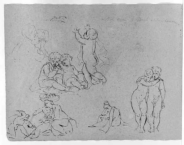 Thomas Sully, Groups of Putti; a Girl and Dog; Massacre of Innocents [?] (from Sketchbook)