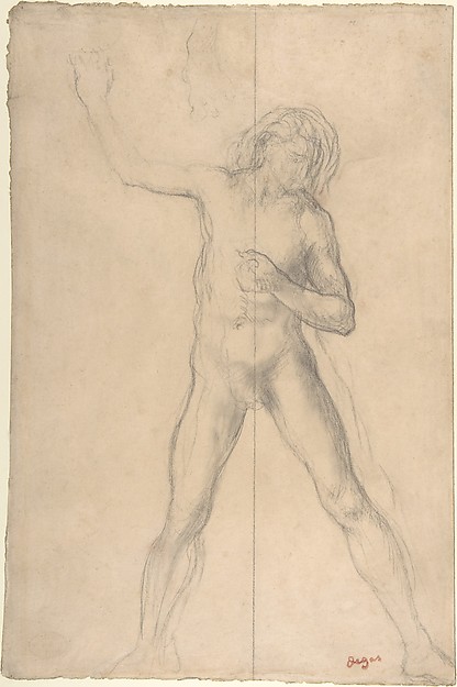 Edgar Degas, Standing Nude Youth, with right arm raised