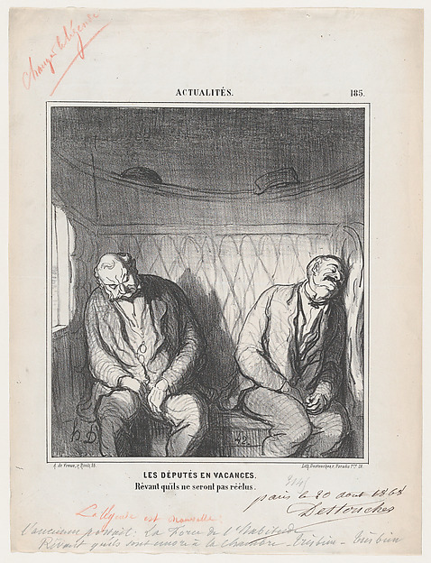 Honoré Daumier, The deputies on leave. Dreaming that they will not be re-elected, from 'News of the day,' published in Le Charivari, September 9, 1868