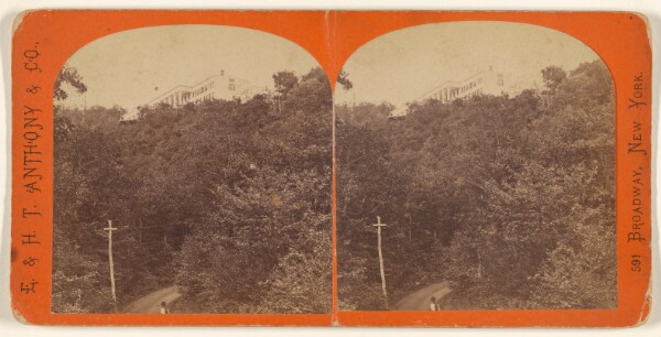 Edward and Henry T. Anthony & Co., [Building atop a hill surrounded with trees]