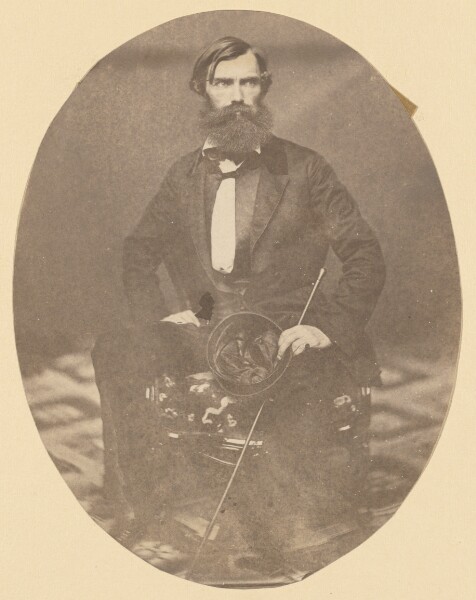 Unknown, [Portrait of man with hat and cane]