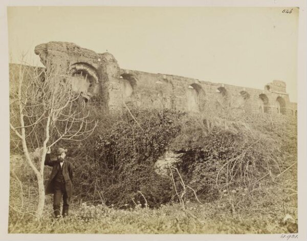 Parker, John Henry, Aqueducts - Castellum Aquae, or Reservoir, called the Thermae of S. Helena in the Gardens of the Sessorian Palace, now S. Croce, with part of the Claudian Arcade.