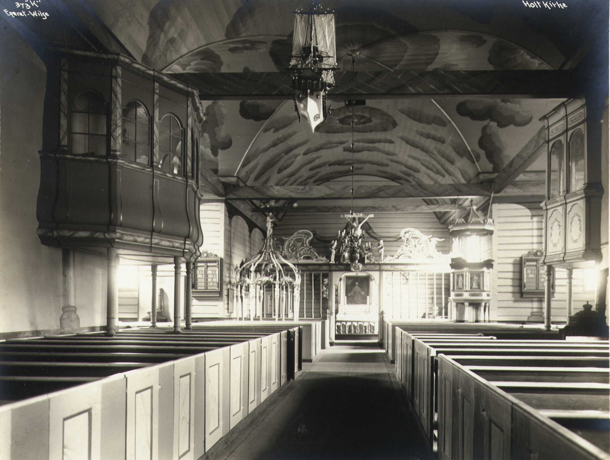 Anders Beer Wilse, Interiør mot alter, Holt kirke, Tvedestrand, Aust-Agder.