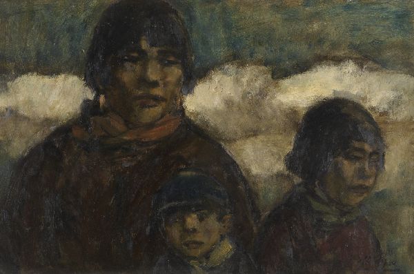 Eugeen Van Mieghem, Woman and Children at the Harbour