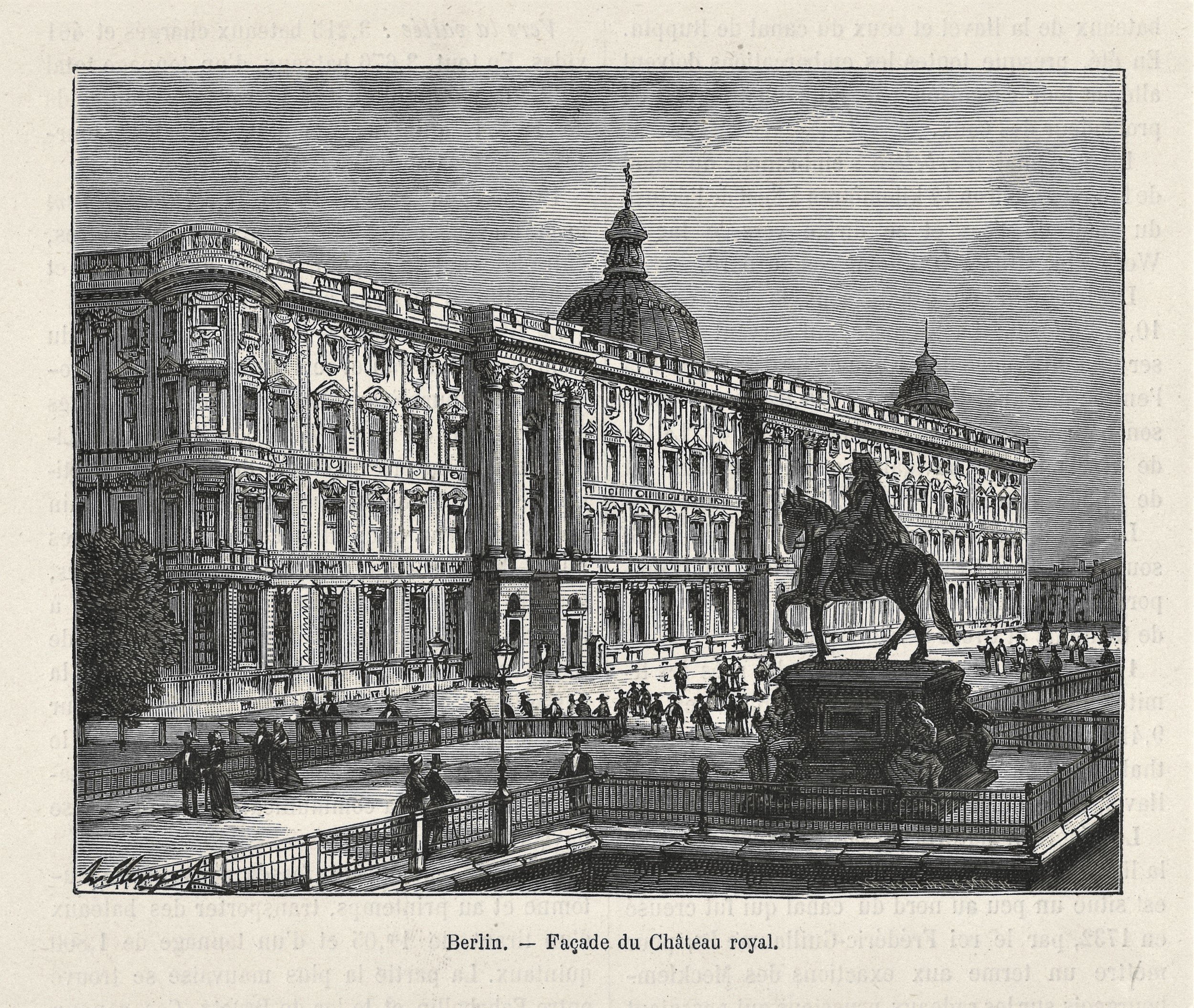 Narcisse Navellier, Berlin-Mitte: Schloss von Südosten mit Reiterstandbild des Großen Kurfürsten (seitenverkehrt)