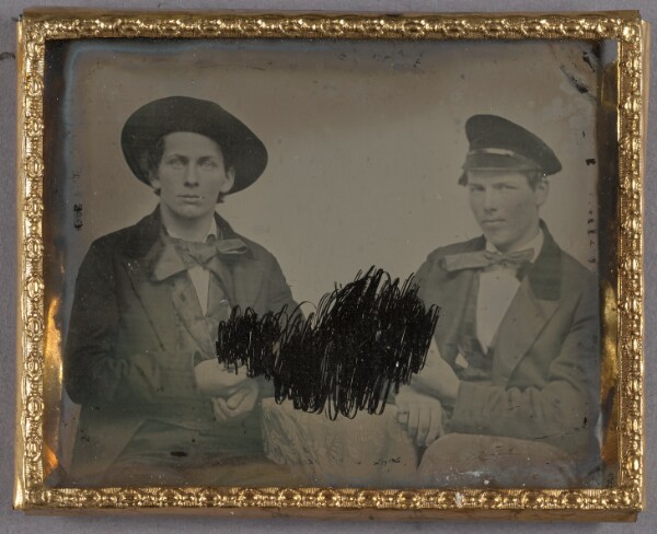 Unknown, [Portrait of Two Seated Men at a Cloth-covered Table]