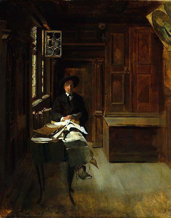 Eilif Peterssen, Interior from Rothenburg with Christian Krohg