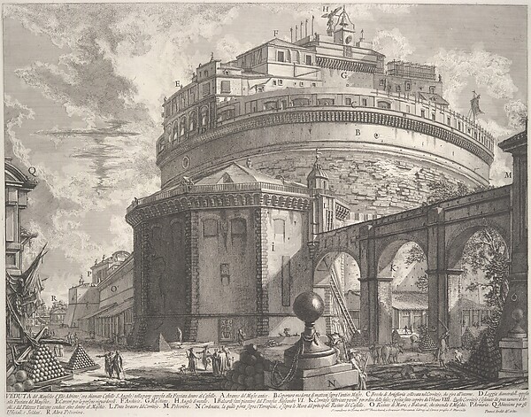 Giovanni Battista Piranesi, View of the Mausoleum of the Emperor Hadrian (now called Castel S. Angelo) from the rear, from Vedute di Roma (Roman Views)