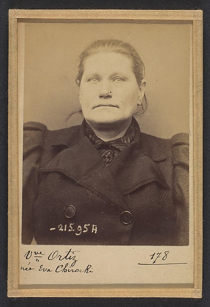 Alphonse Bertillon, Chiroki. Eva (veuve Ortiz). 53 ans, née à Grosbitlech (Autriche). Cuisinière. Anarchiste. 21/3/94.