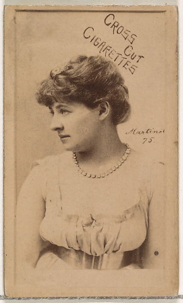 W. Duke, Sons & Co., Card Number 75, Sadie Martinot, from the Actors and Actresses series (N145-1) issued by Duke Sons & Co. to promote Cross Cut Cigarettes
