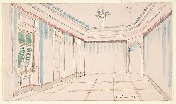 Anonymous, French, 19th century, Drawing of an Interior: Salon