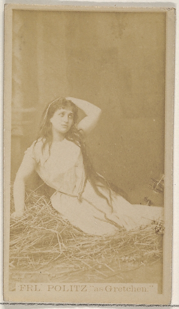 Allen & Ginter, Fräulein Politz as Gretchen, from the Actors and Actresses series (N45, Type 8) for Virginia Brights Cigarettes