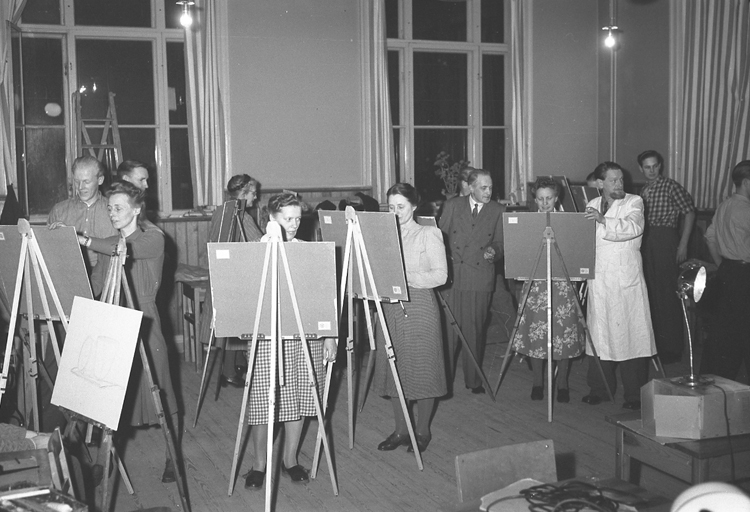 Alvar Clevfors, Text of the picture: “Painter School. 1949.02.15” in