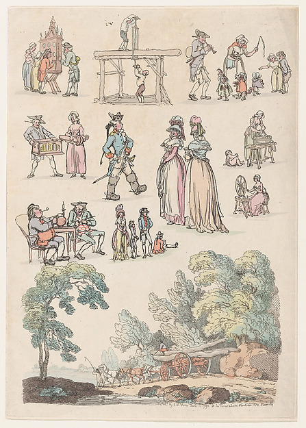 Thomas Rowlandson, Plate 5, Outlines of Figures, Landscapes and Cattle...for the Use of Learners