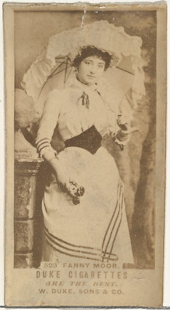 W. Duke, Sons & Co., Card Number 523, Fanny Moor, from the Actors and Actresses series (N145-7) issued by Duke Sons & Co. to promote Duke Cigarettes