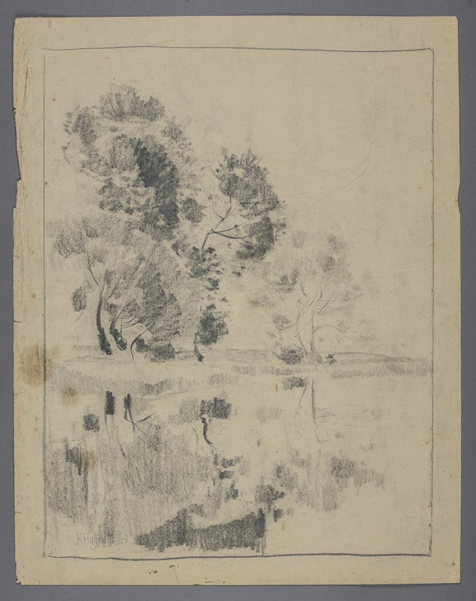 Karl Hagemeister, Bäume am See, um 1880/1885