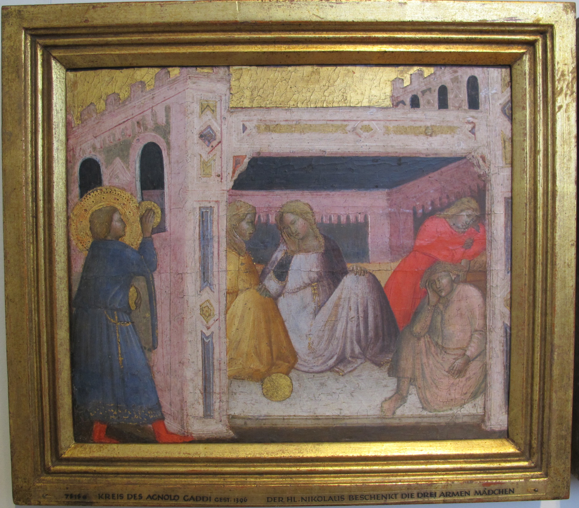 Agnolo Gaddi, Stories of St. Nicholas. Saint Nicholas presenting Gifts to Three Pool girls