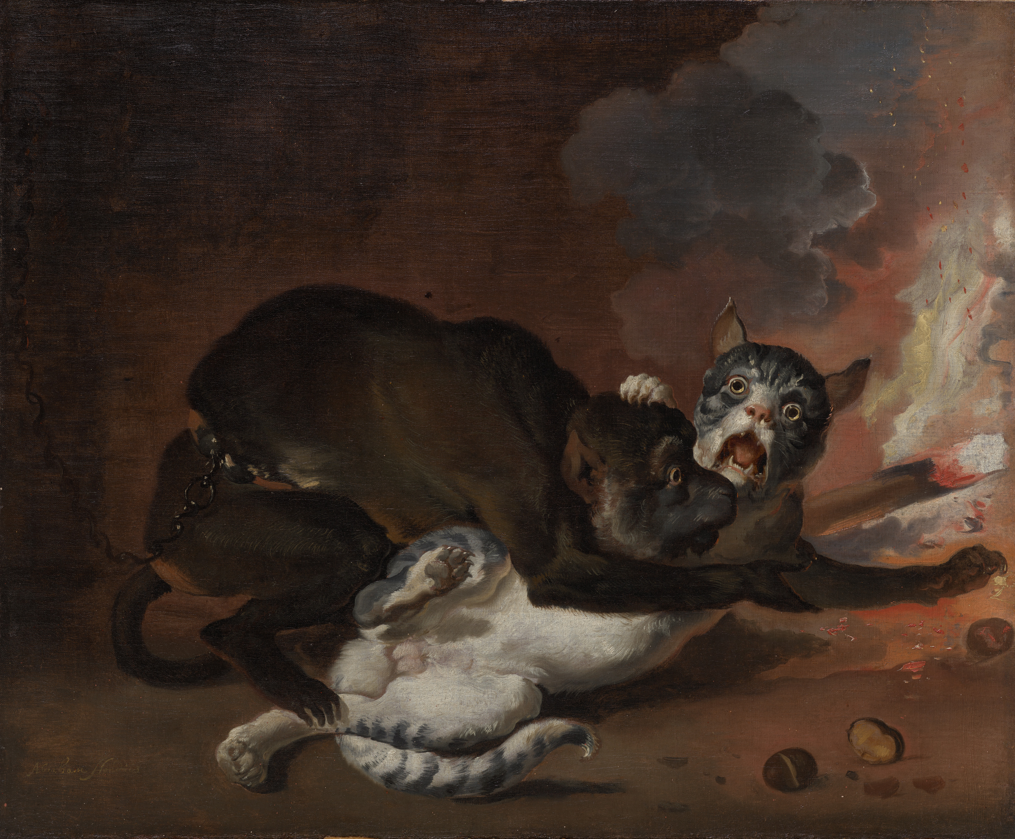 Abraham Hondius, The Monkey and the Cat