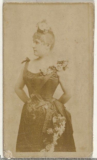 W. Duke, Sons & Co., [Actress wearing gown decorated with flowers], from the Actors and Actresses series (N145-8) issued by Duke Sons & Co. to promote Duke Cigarettes