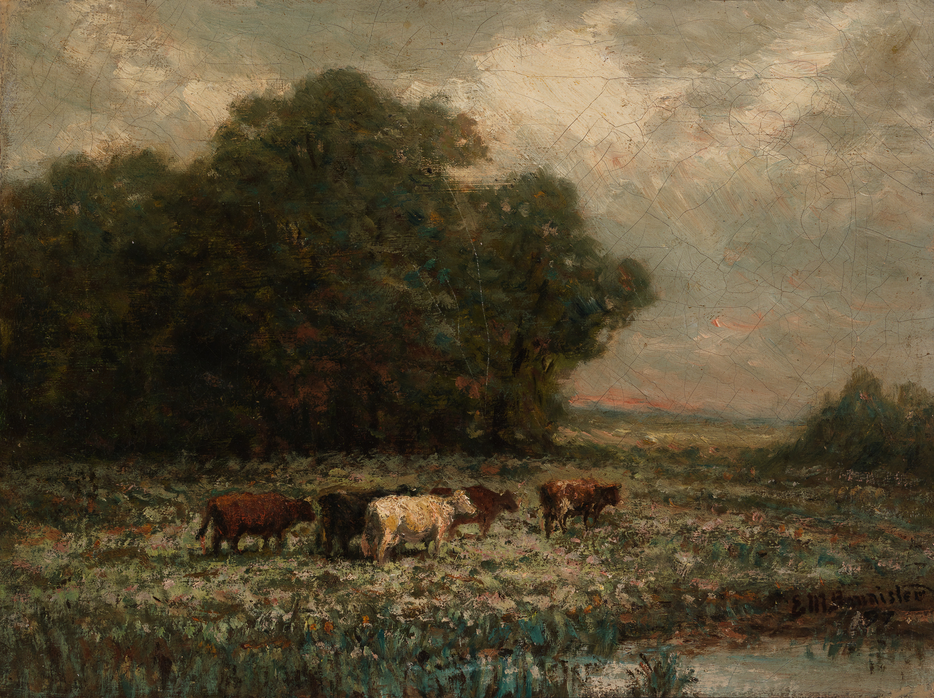 Edward Mitchell Bannister, Untitled (landscape with cattle grazing)