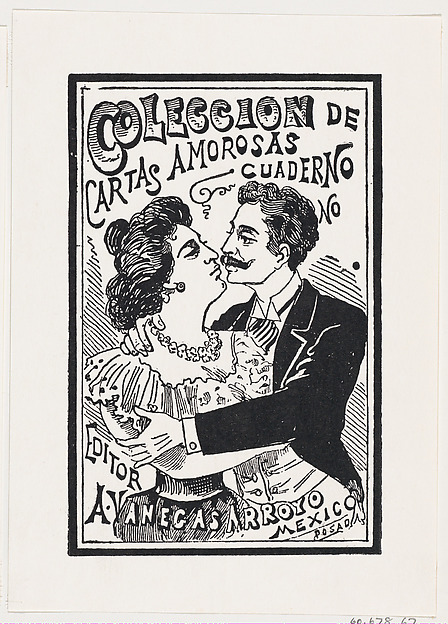 José Guadalupe Posada, A couple in a passionate embrace, illustration for 'Coleccion de Cartas Amorosas'